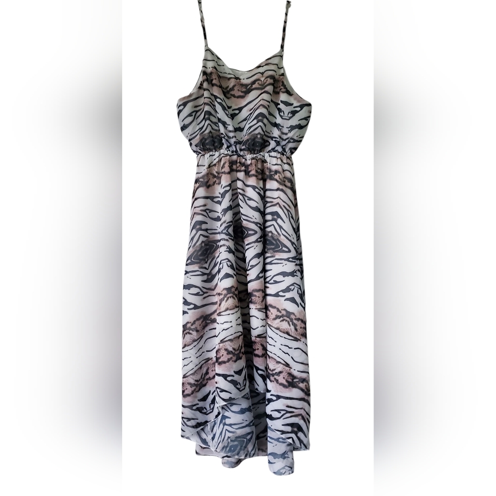 Stylish High Low Zebra Print Dress